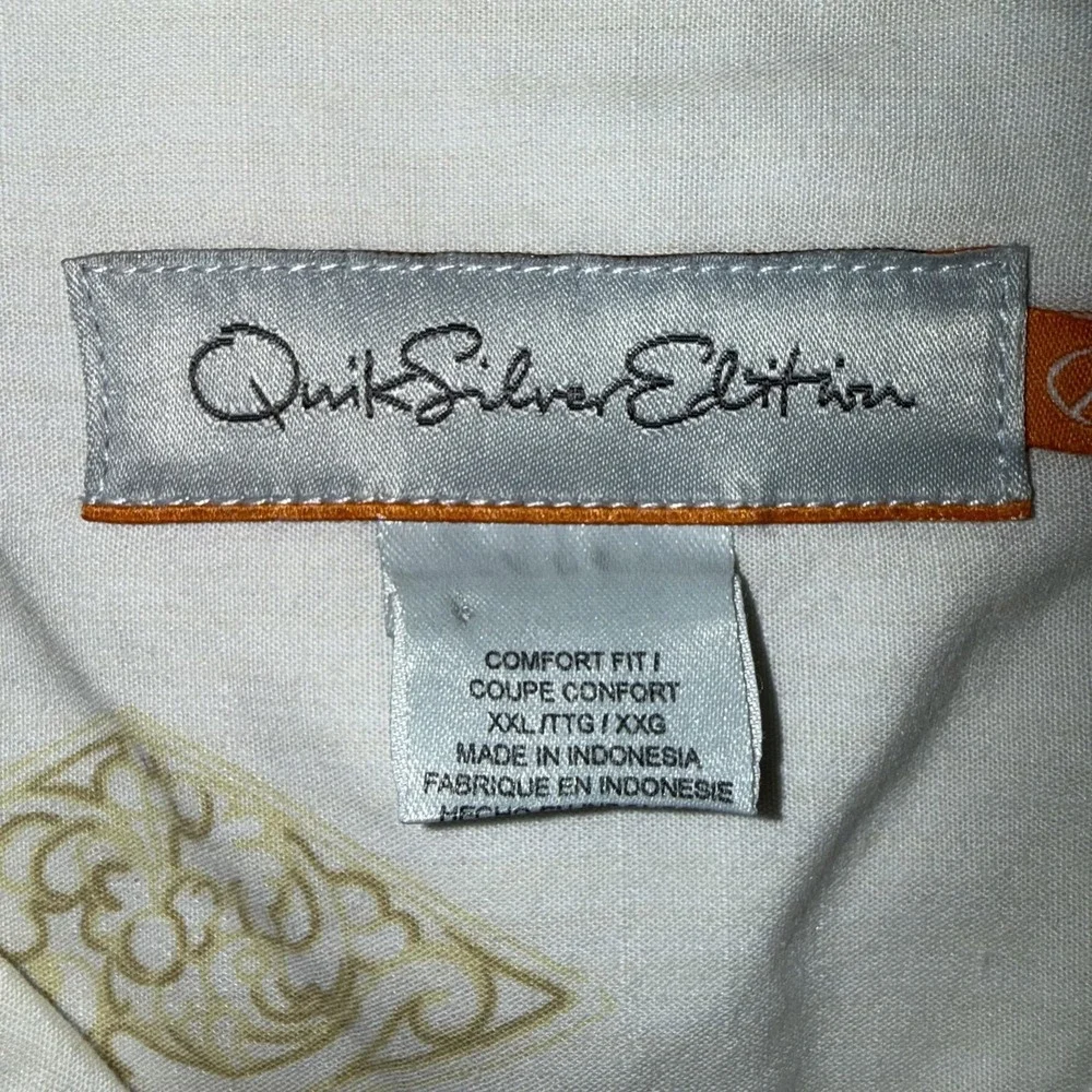 Quiksilver Edition Shirt Mens 2XL White Hawaiian Aloha Button Up Short Sleeve